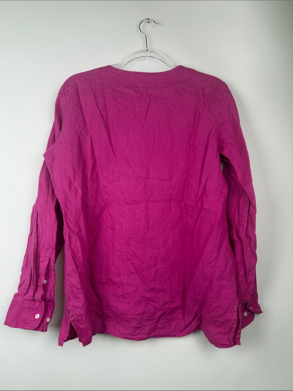 Lauren Ralph Lauren 100% Linen V-Neck Popover Top Blouse Pink Fuschia Size Large - Picture 4 of 8